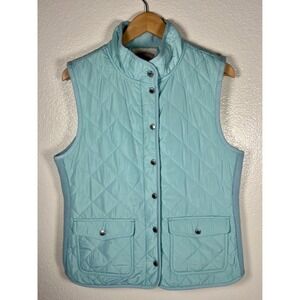 CAMBRIDGE DRY GOODS Quilted Vest Womens L Light Blue Snap Button COTTAGECORE